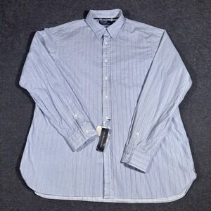 Polo Ralph Lauren Dress Shirt Blue White Striped Long Sleeve Button Up Men's XL
